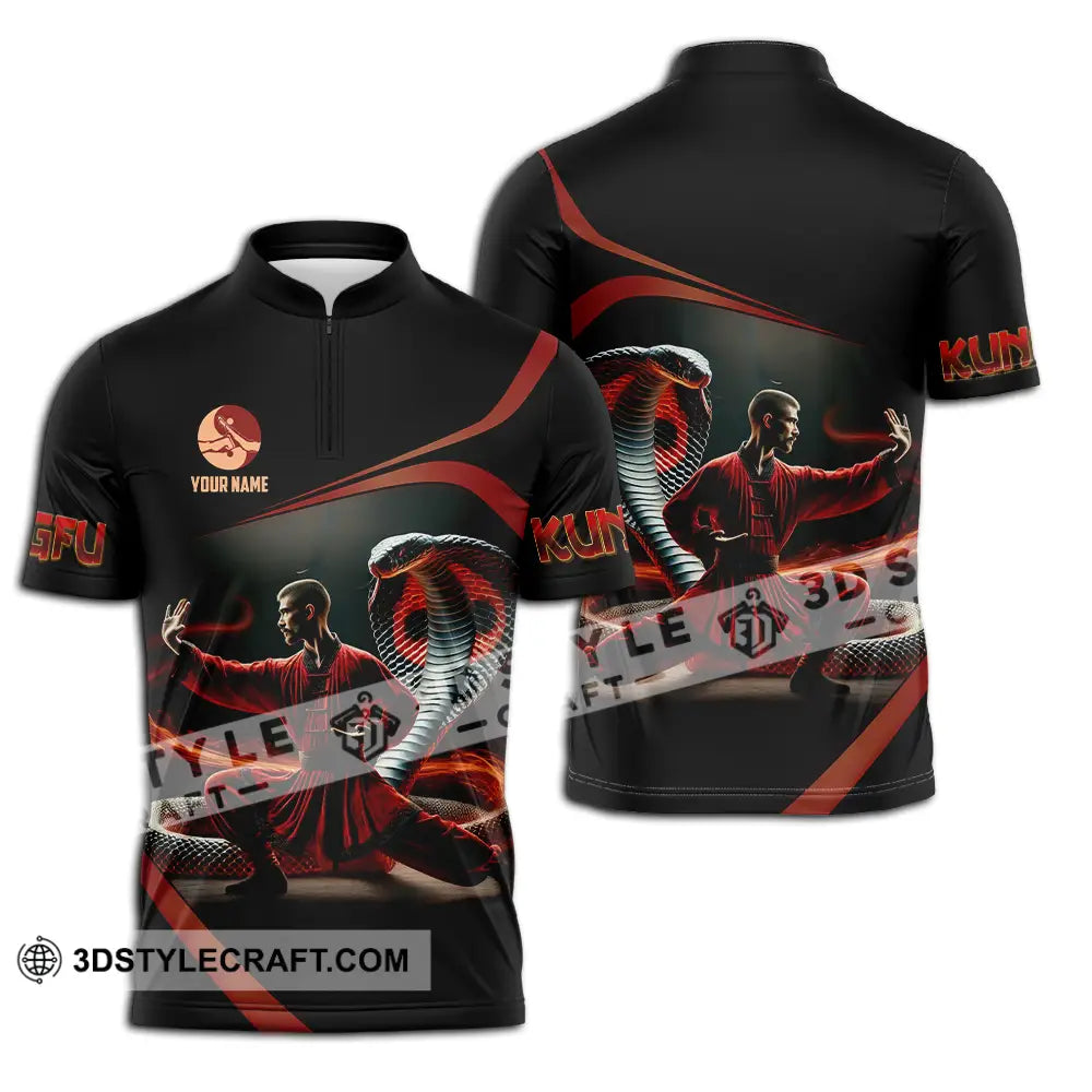 Unisex Shirt - Custom Text Kungfu Zipper Polo / S T-Shirt