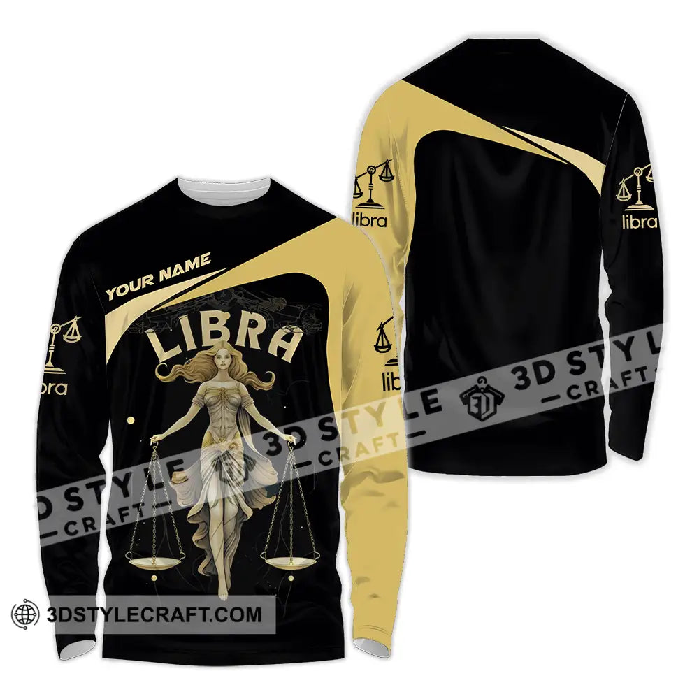 Unisex Shirt - Custom Text Libra Long Sleeve / S T-Shirt