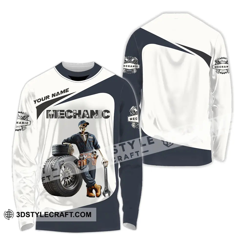 Unisex Shirt - Custom Text Mechanic Long Sleeve / S T-Shirt