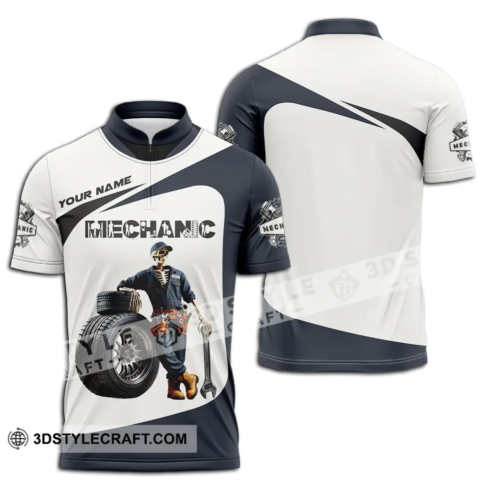 Unisex Shirt - Custom Text Mechanic Zipper Polo / S T-Shirt
