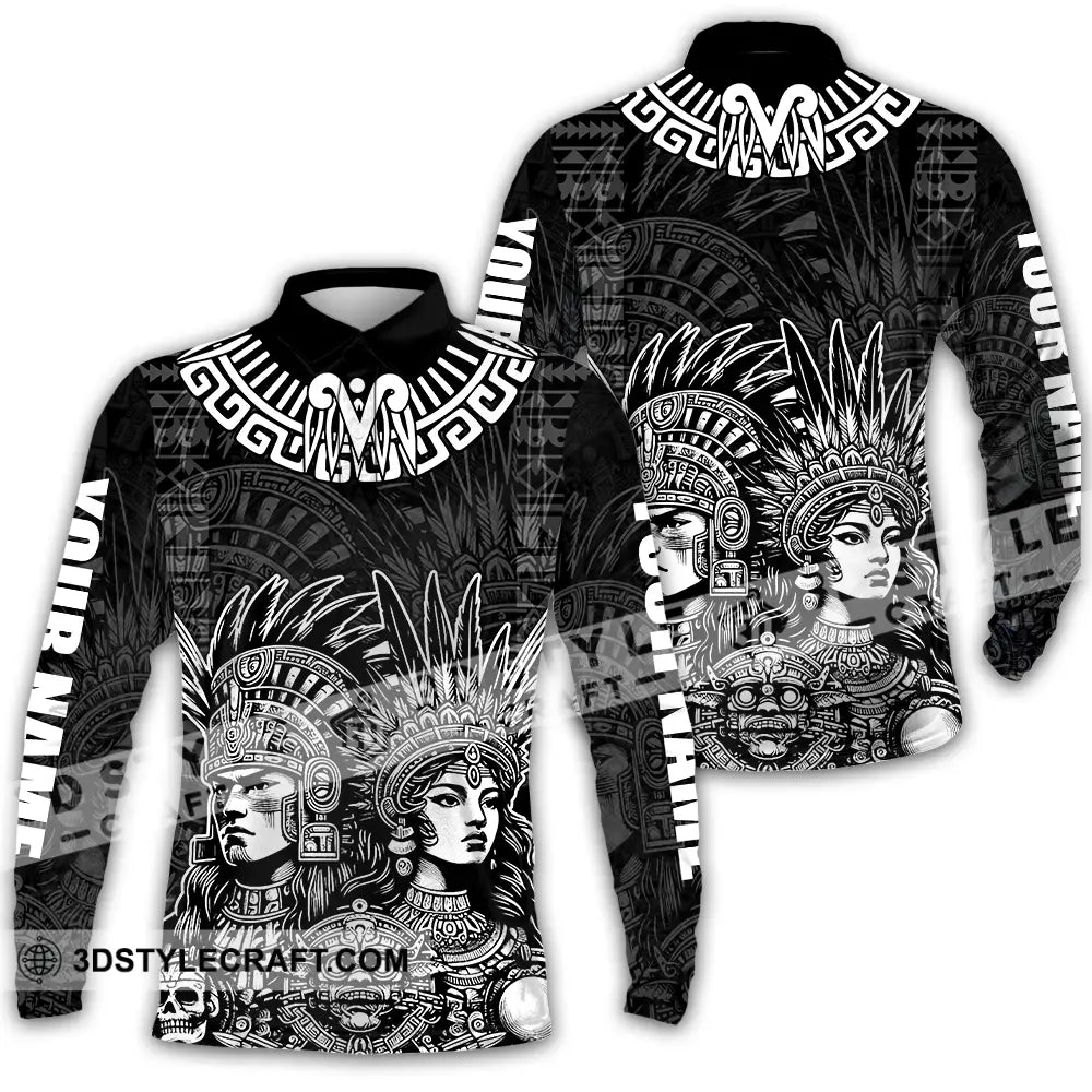 Unisex Shirt - Custom Text Shirt Mexico Aztec Classic Shirt Long Sleeve Polo / S T-shirt