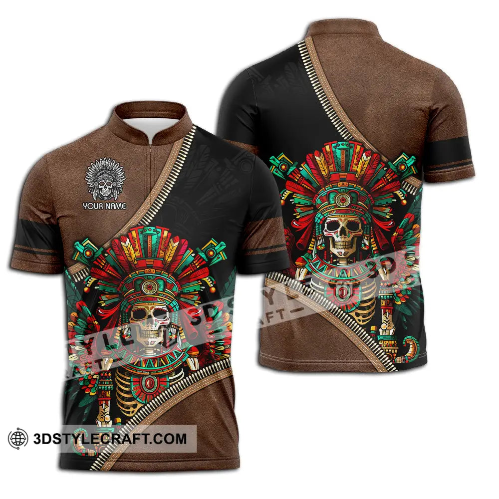 Unisex Shirt - Custom Text Shirt Mexico Aztec Classic Shirt Zipper Polo Shirt / S T-shirt