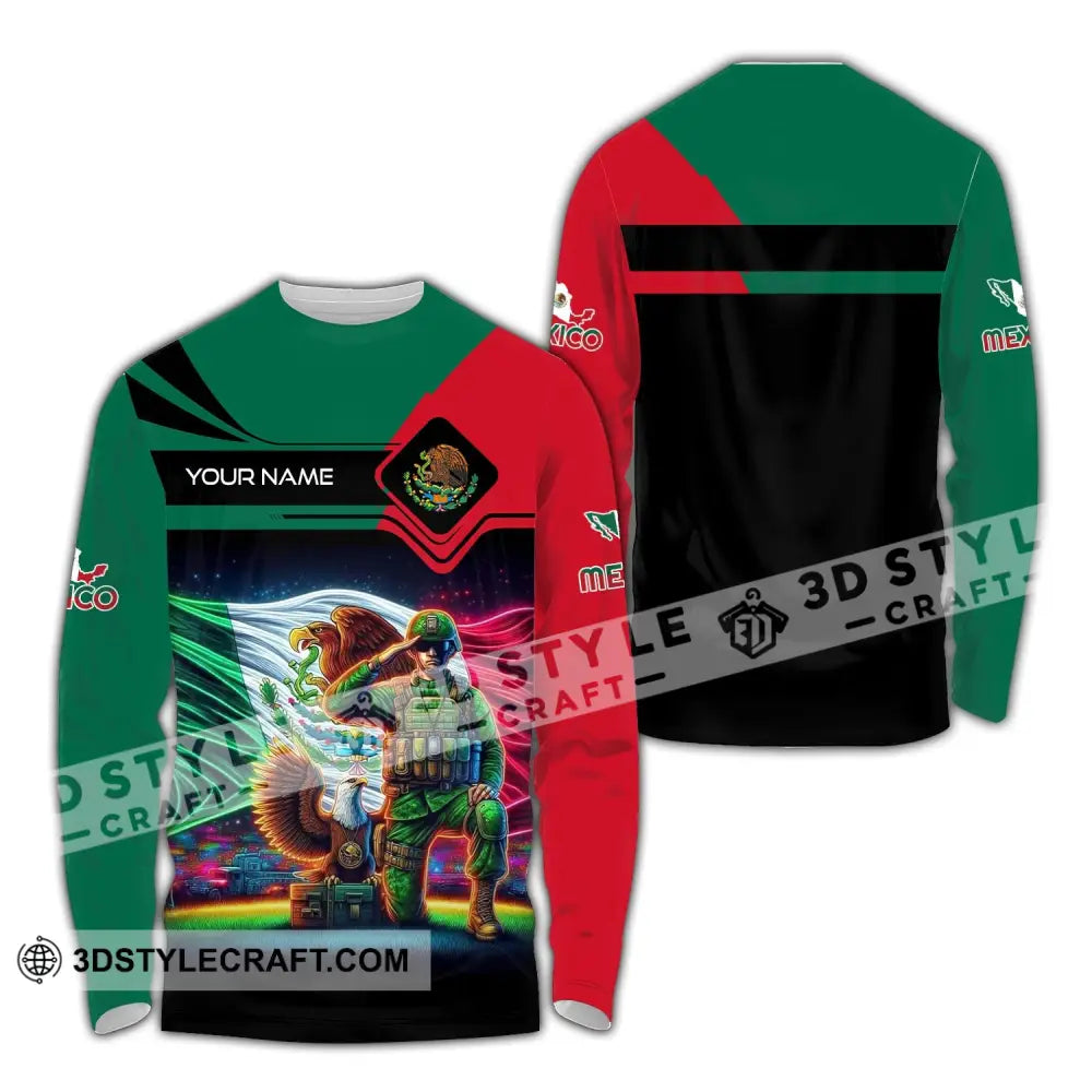 Unisex Shirt - Custom Text Shirt Mexico Long Sleeve Shirt / S T-shirt