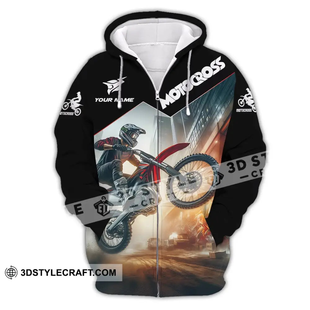 Unisex Shirt - Custom Text Motocross Zipper Hoodie / S T-Shirt
