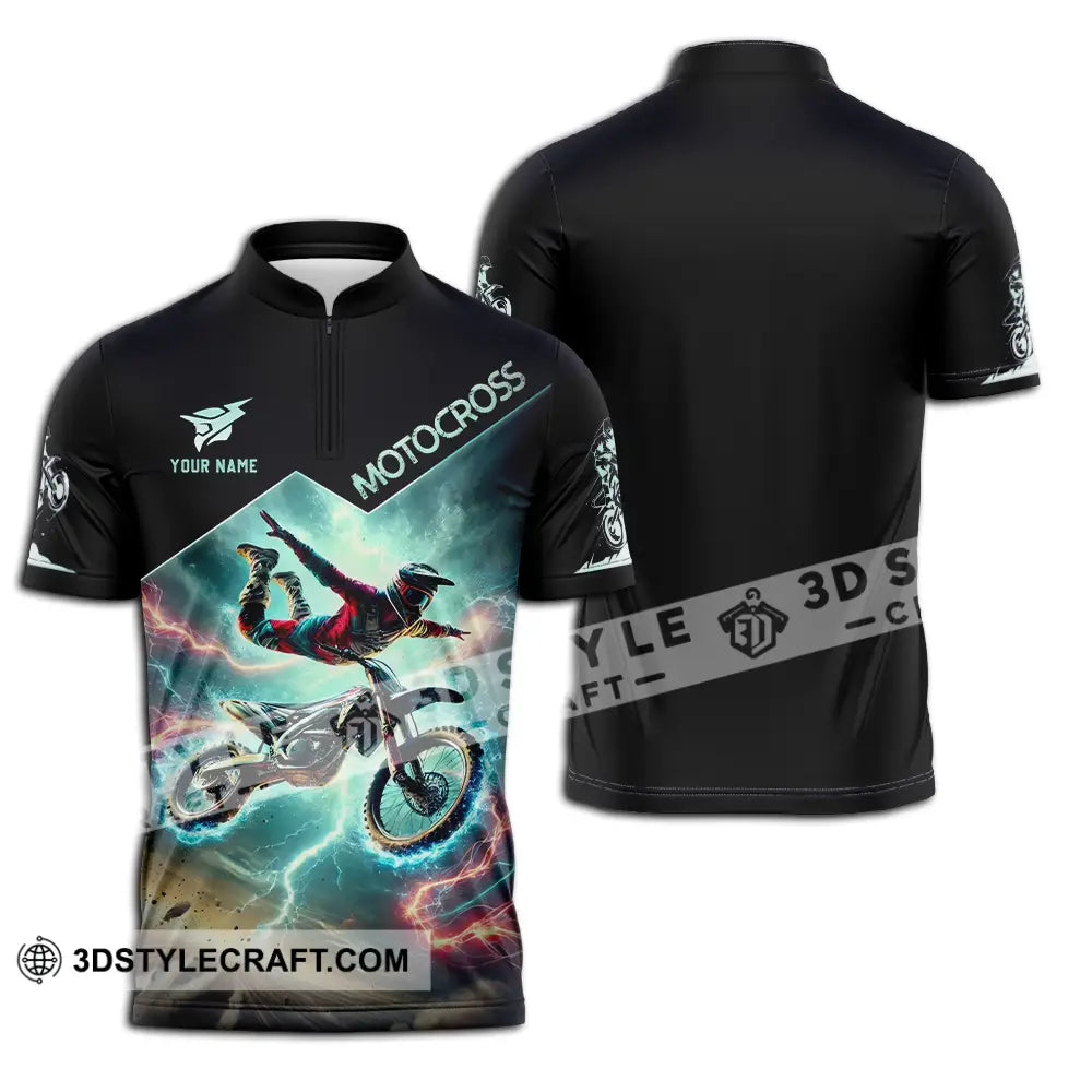 Unisex Shirt - Custom Text Motocross Zipper Polo / S T-Shirt
