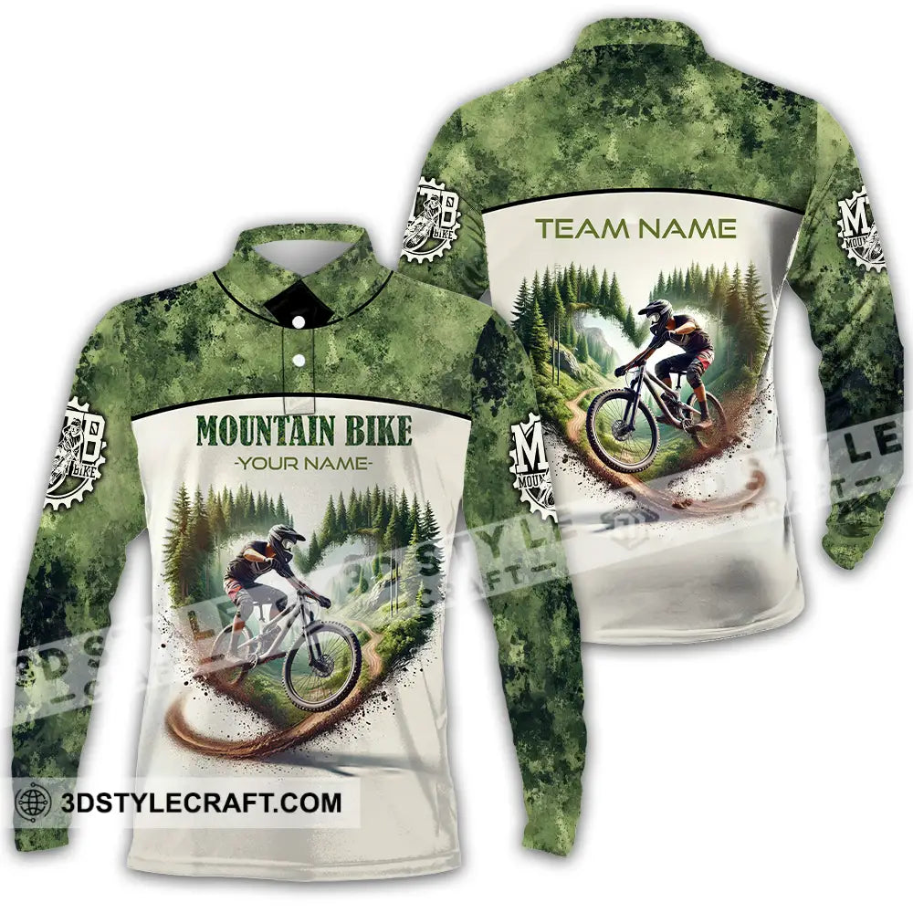 Unisex Shirt - Custom Text Shirt Mountain Bike Shirt Long Sleeve Polo / S T-shirt