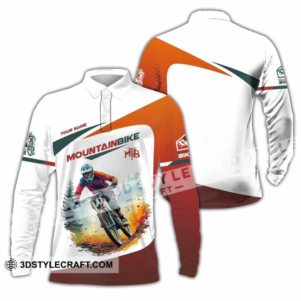 Unisex Shirt - Custom Text Shirt Mountain Bike Shirt Long Sleeve Polo / S T-shirt