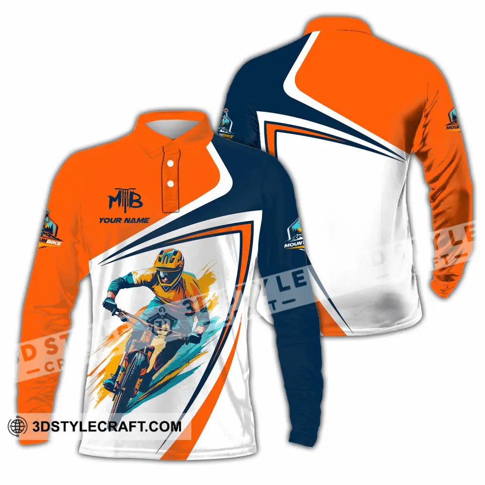 Unisex Shirt - Custom Text Shirt Mountain Bike Shirt Long Sleeve Polo / S T-shirt