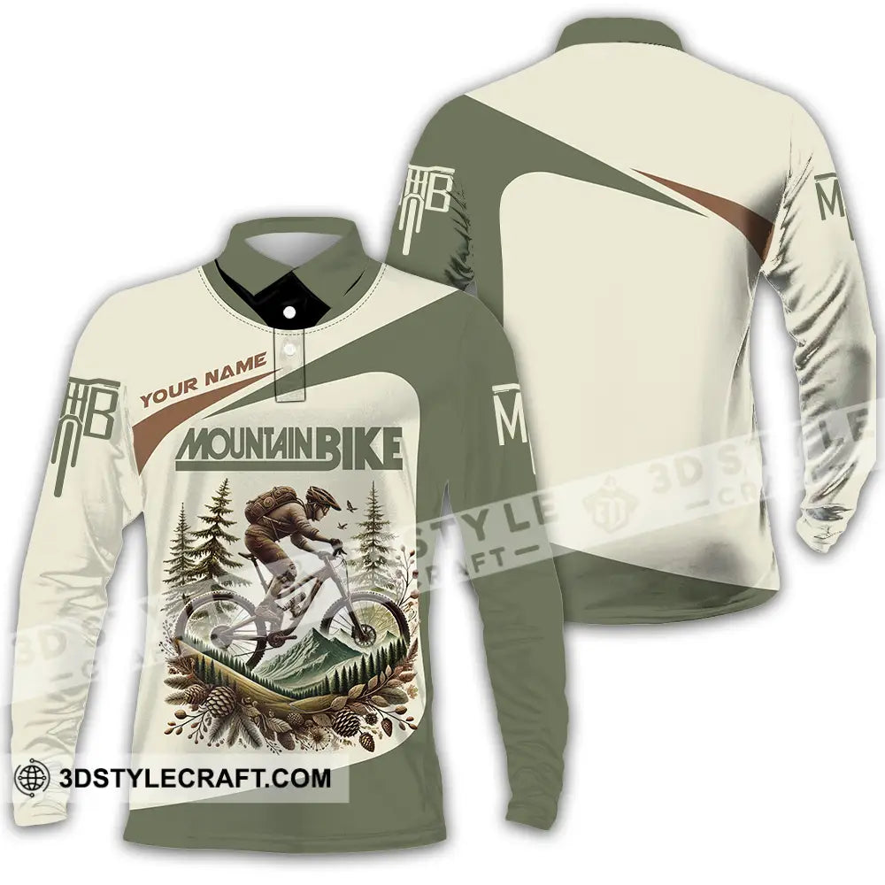 Unisex Shirt - Custom Text Shirt Mountain Bike Shirt Long Sleeve Polo / S T-shirt