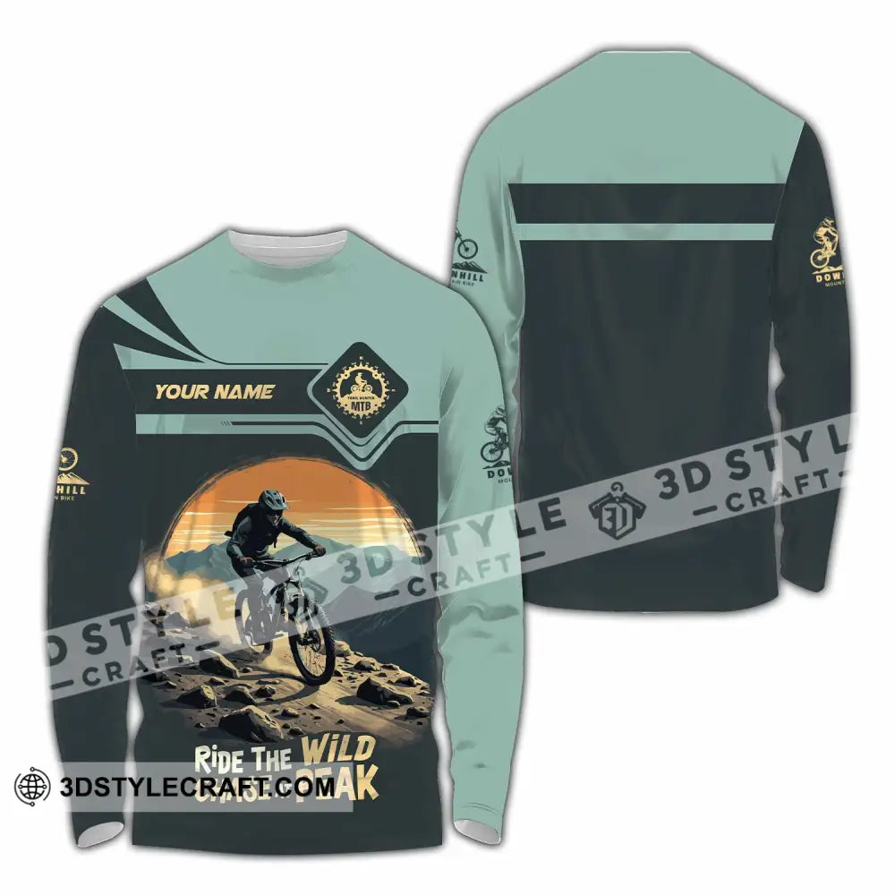 Unisex Shirt - Custom Text Shirt Mountain Bike Ride The Wind Long Sleeve Shirt / S T-shirt