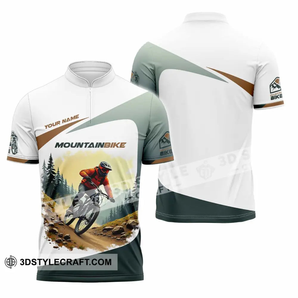 Unisex Shirt - Custom Text Shirt Mountain Bike Shirt Zipper Polo Shirt / S T-shirt