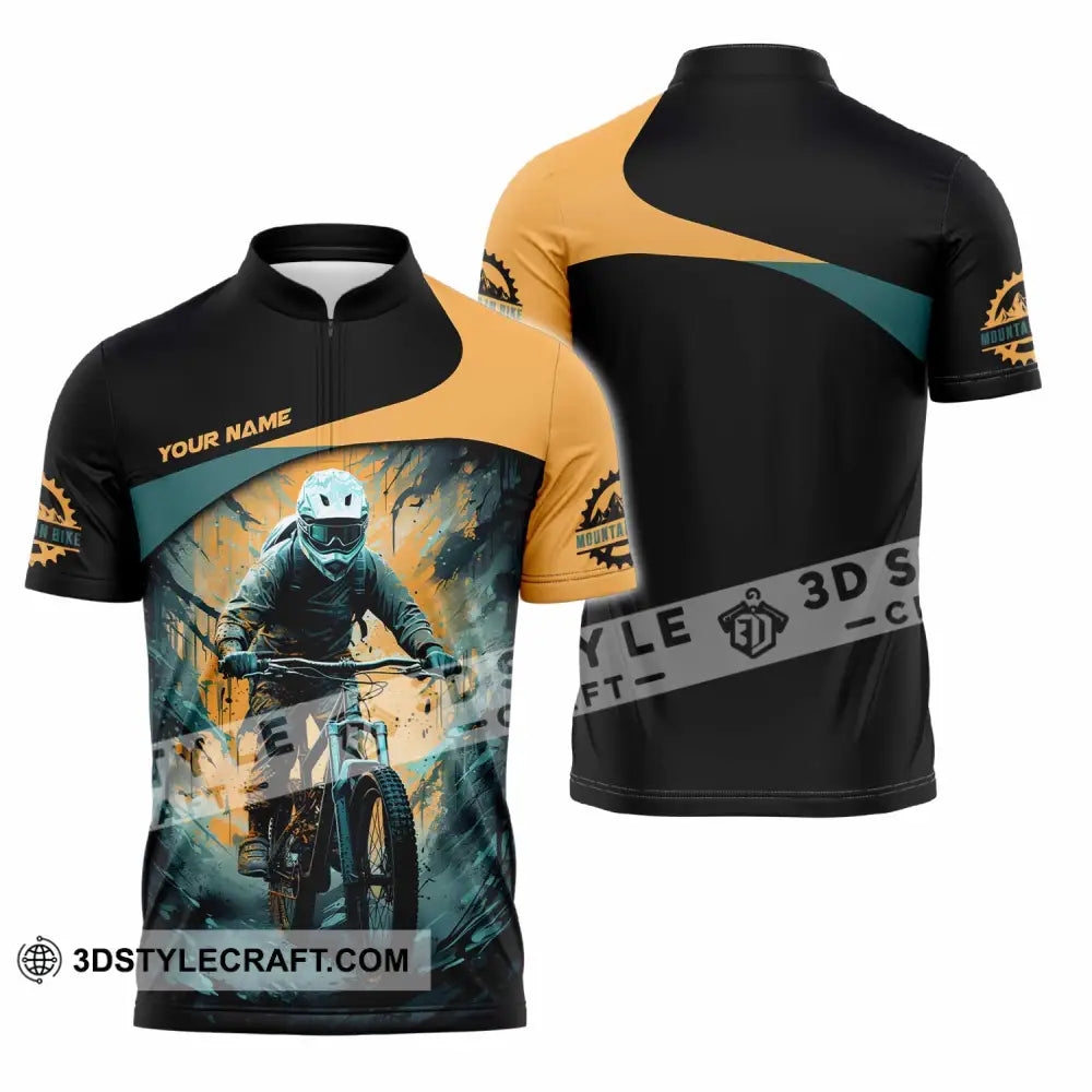 Unisex Shirt - Custom Text Shirt Mountain Bike Shirt Zipper Polo Shirt / S T-shirt