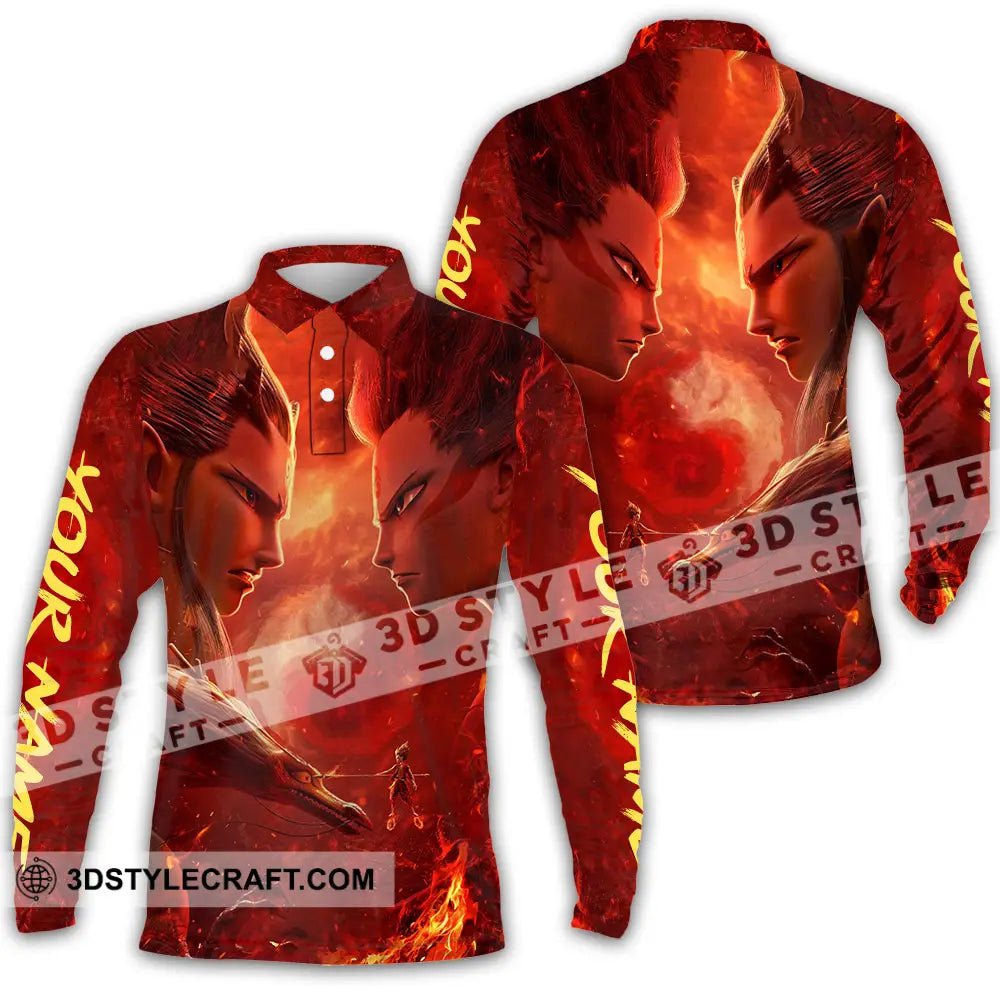 Unisex Shirt - Custom Text Shirt Ne Zha Shirt Long Sleeve Polo / S T-shirt