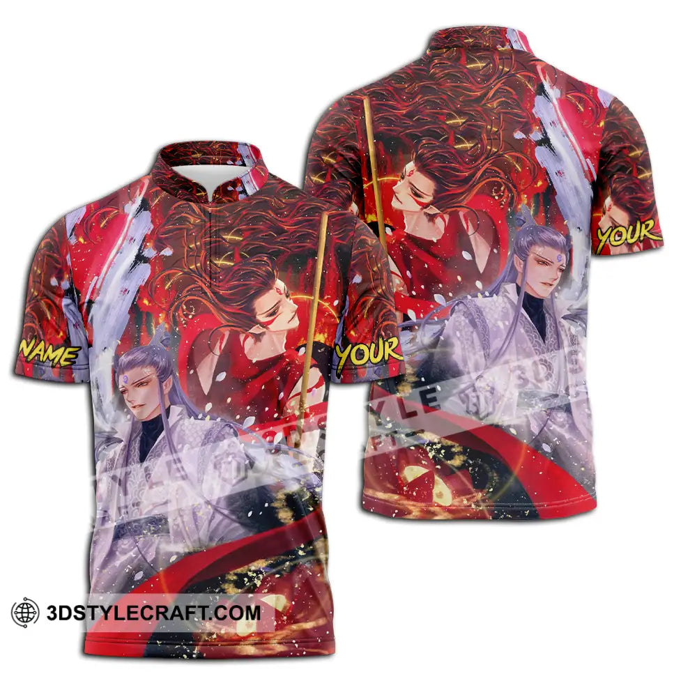 Unisex Shirt - Custom Text Shirt Ne Zha Shirt Zipper Polo Shirt / S T-shirt