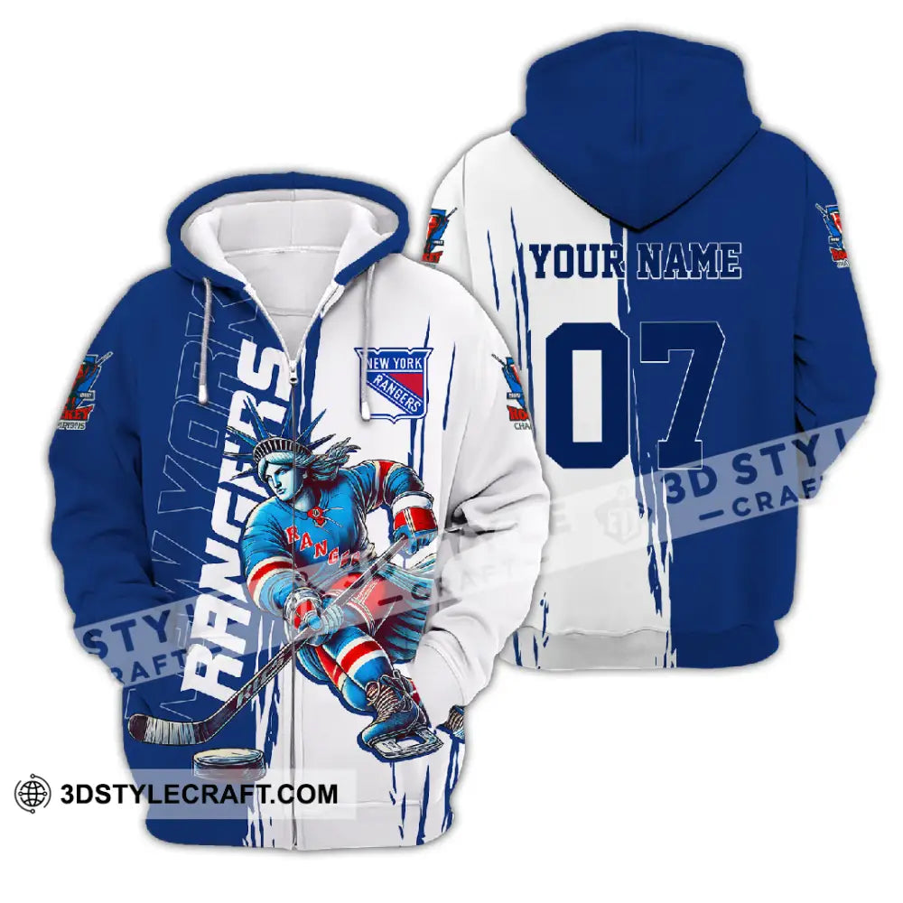 Unisex Shirt - Custom Text Shirt New York Rangers Shirt Zipper Hoodie / S T-shirt