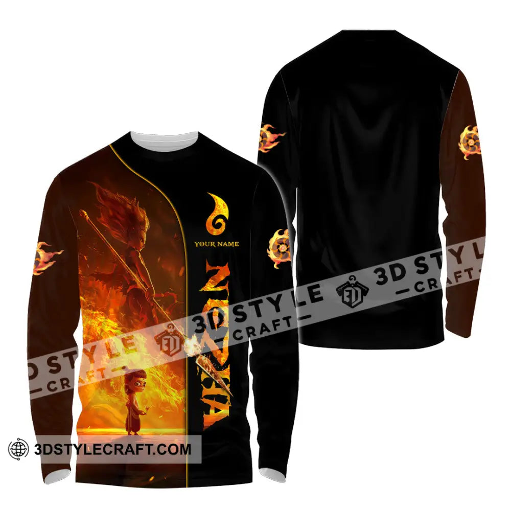 Unisex Shirt - Custom Text Shirt NeZha Shirt Long Sleeve Shirt / S T-shirt