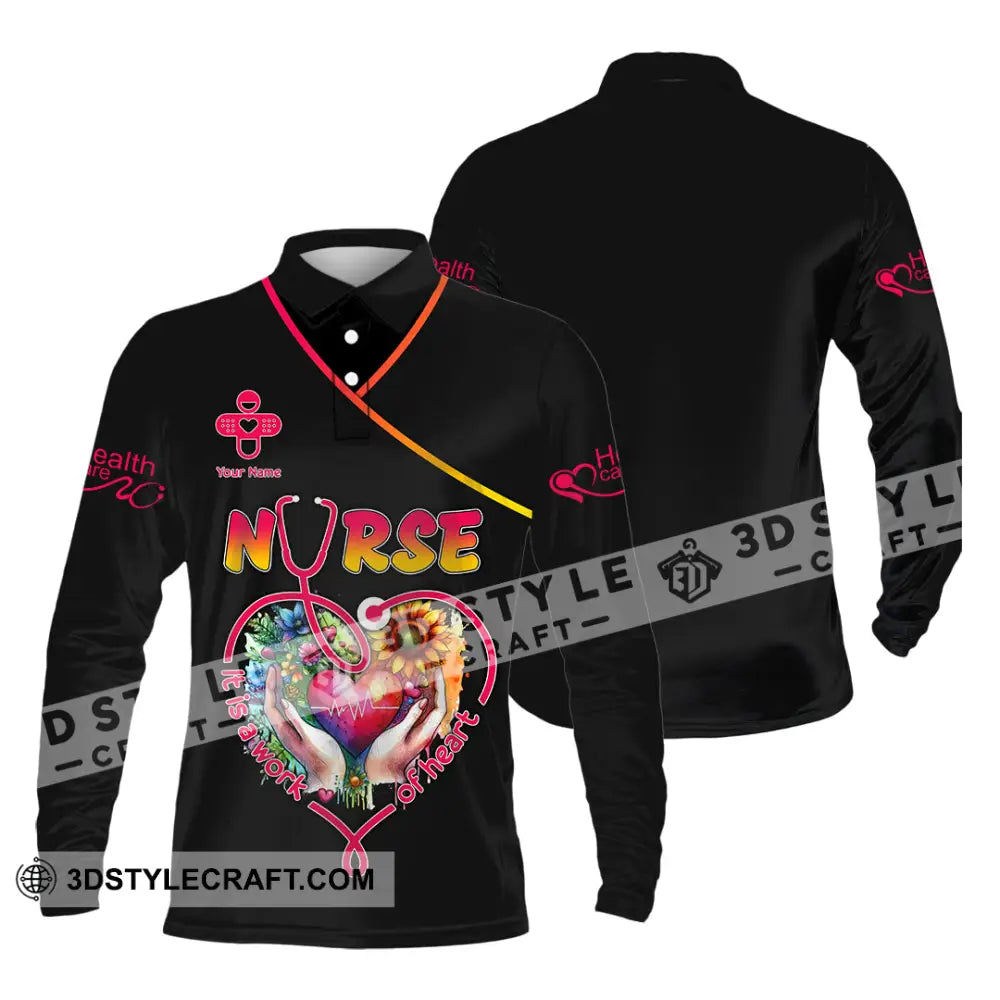 Unisex Shirt - Custom Text Nurse Shirt Long Sleeve Polo / S T-shirt
