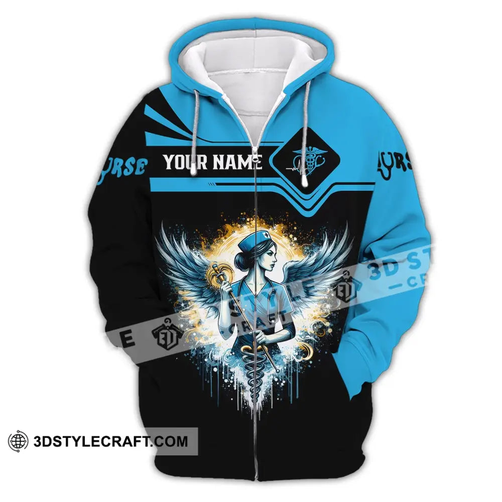 Unisex Shirt - Custom Text Nurse Zipper Hoodie / S T-Shirt