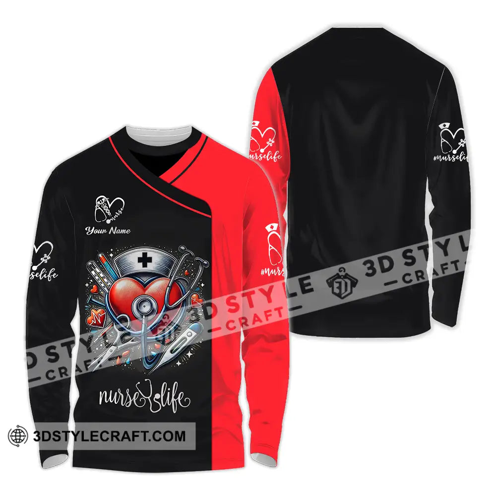 Unisex Shirt - Custom Text Nursing Shirt Nurse Life Long Sleeve Shirt / S T-shirt