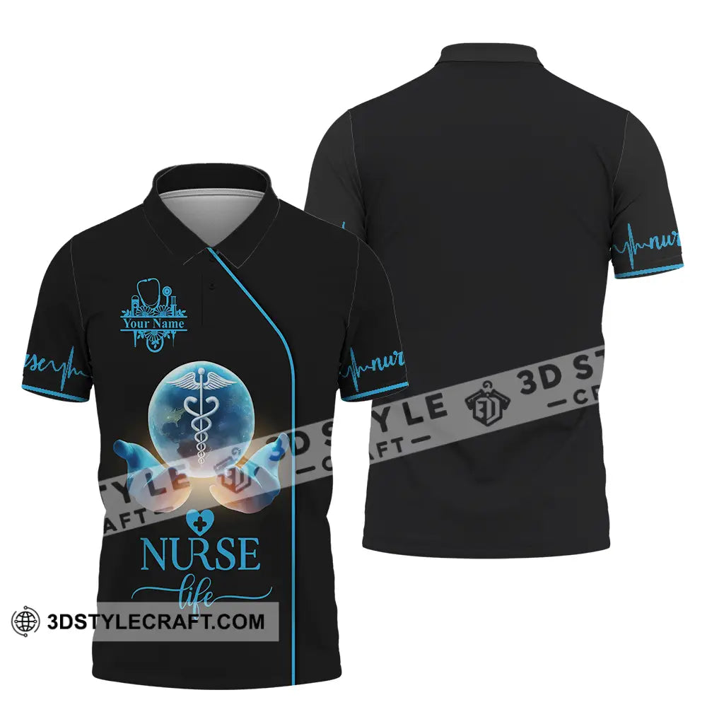 Unisex Shirt - Custom Text Nursing Shirt Nurse Life Polo Shirt / S T-shirt
