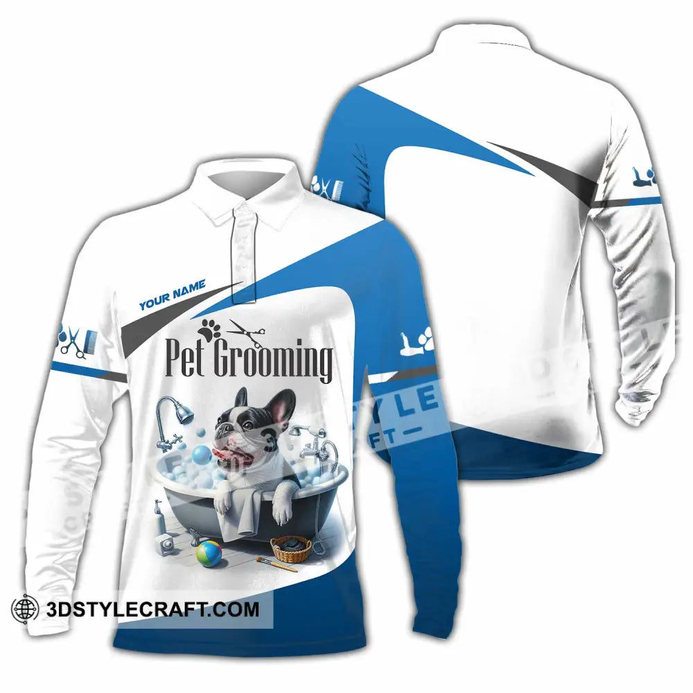 Unisex Shirt - Custom Text Shirt Pet Grooming Shirt Long Sleeve Polo / S T-shirt