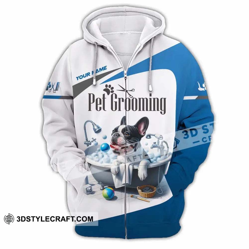 Unisex Shirt - Custom Text Shirt Pet Grooming Shirt Zipper Hoodie / S T-shirt