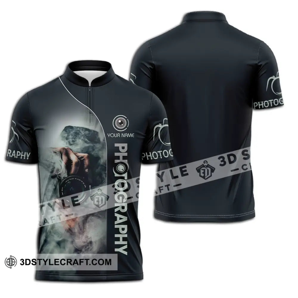 Unisex Shirt - Custom Text Photography Zipper Polo / S T-Shirt