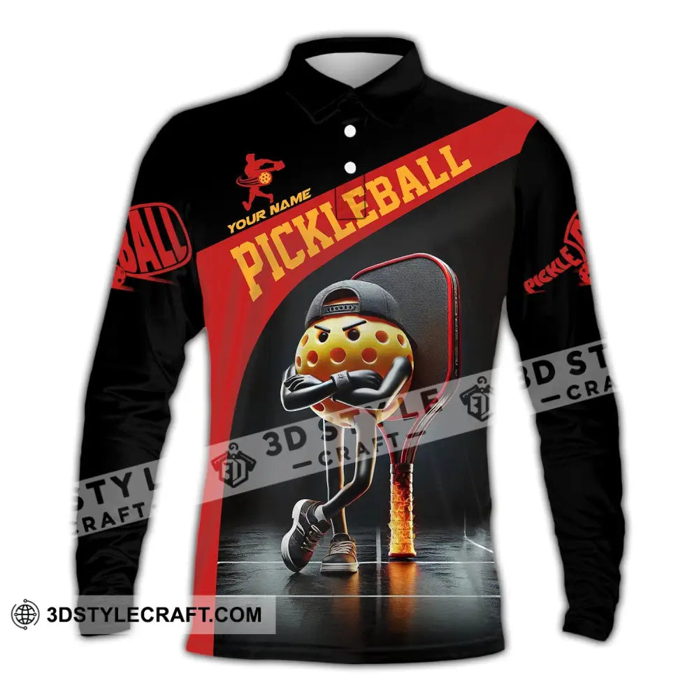 Unisex Shirt - Custom Text Pickleball Long Sleeve Polo / S T-Shirt