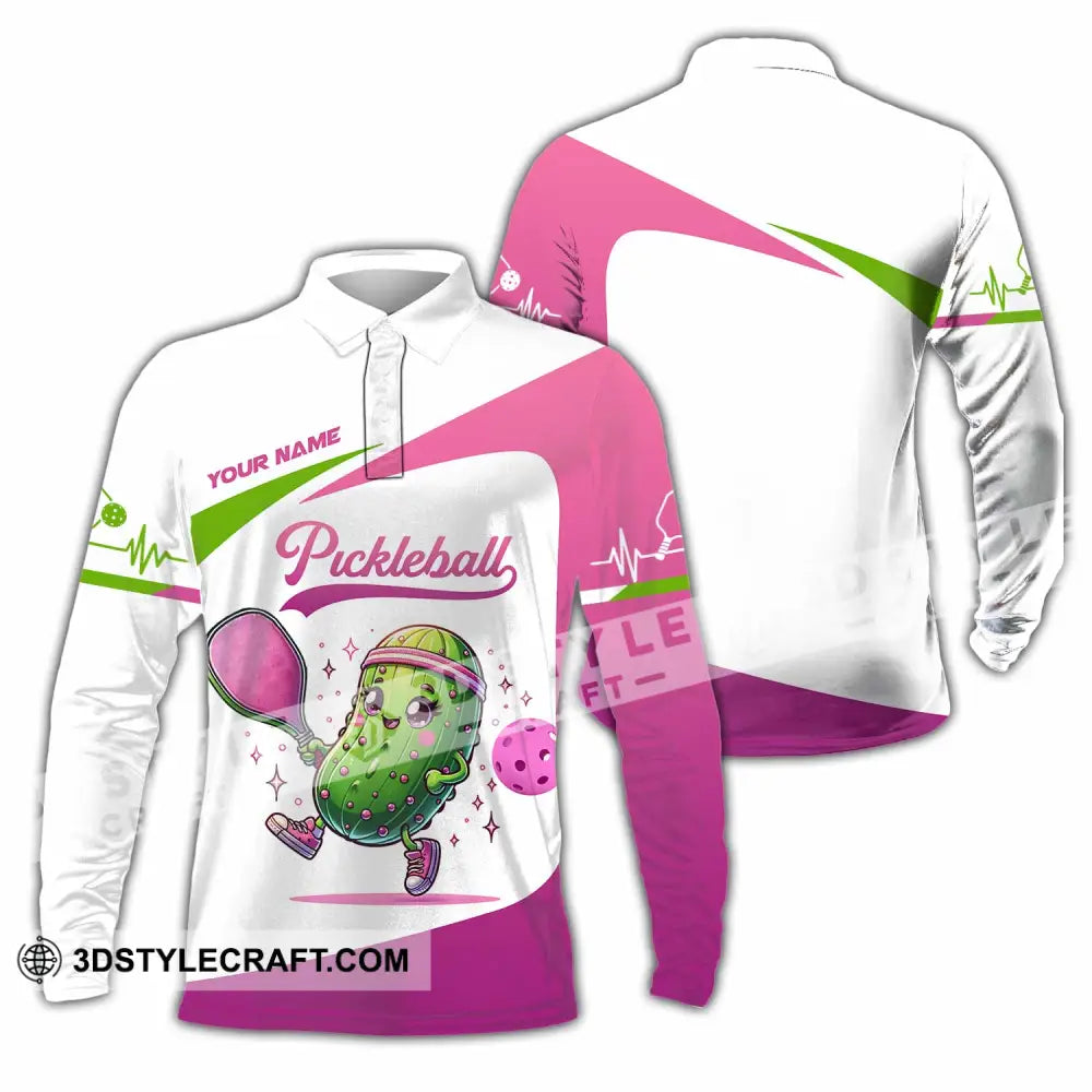 Unisex Shirt - Custom Text Shirt Pickleball Shirt Long Sleeve Polo / S T-shirt