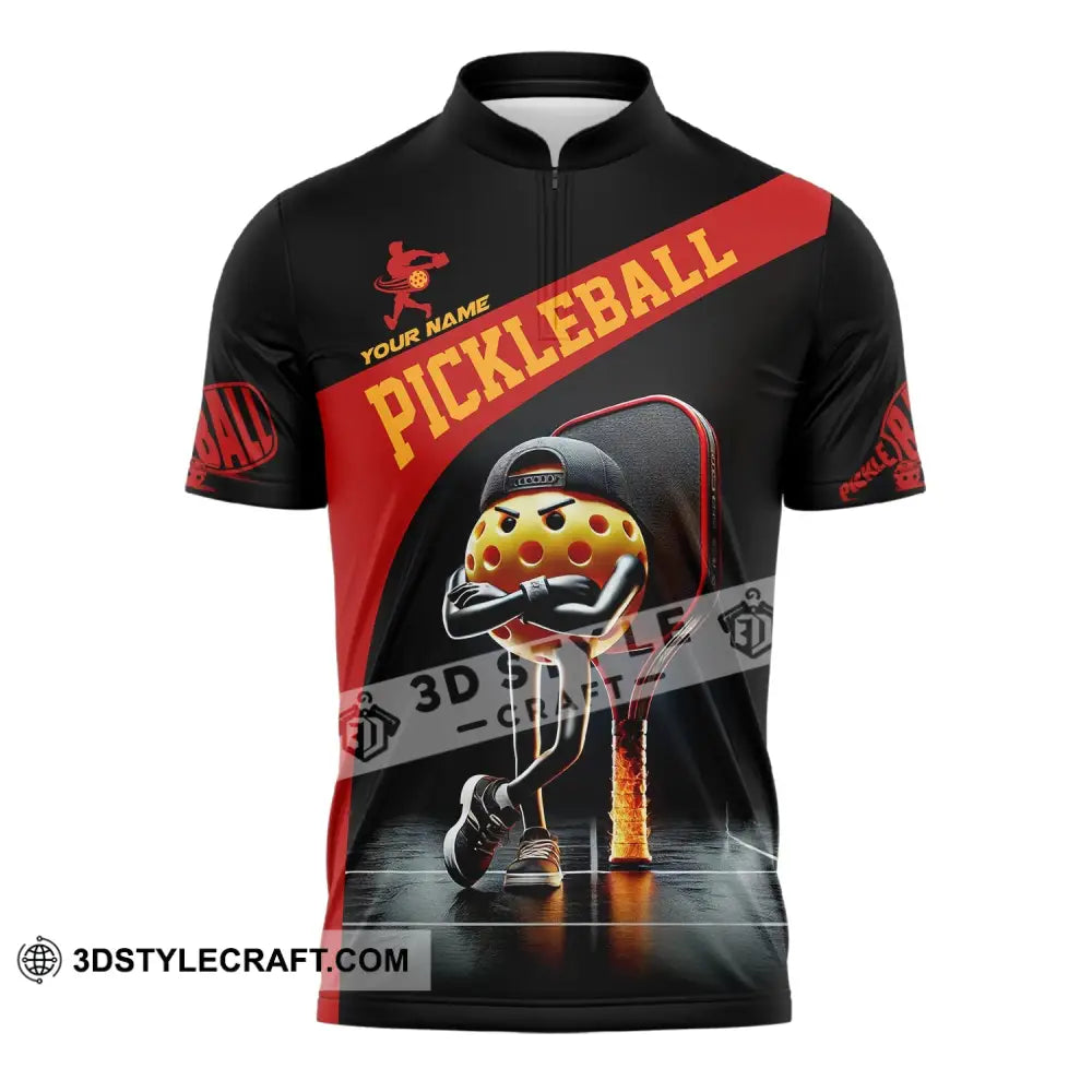 Unisex Shirt - Custom Text Pickleball Zipper Polo / S T-Shirt