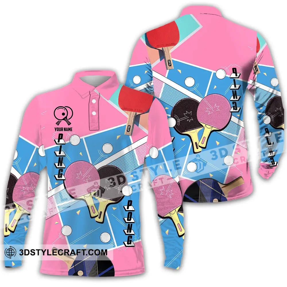 Unisex Shirt - Custom Text Shirt Ping Pong Shirt Long Sleeve Polo / S T-shirt