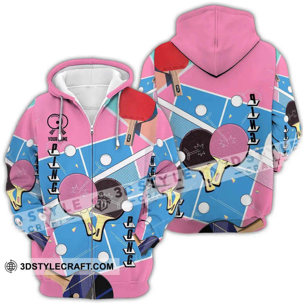 Unisex Shirt - Custom Text Shirt Ping Pong Shirt Zipper Hoodie / S T-shirt