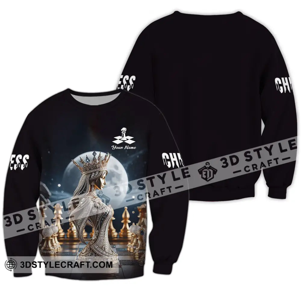 Unisex Shirt - Custom Text Queen Chess Long Sleeve / S T-Shirt