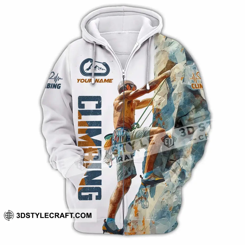 Unisex Shirt - Custom Text Shirt Rock Climbing Zipper Hoodie / S T-shirt