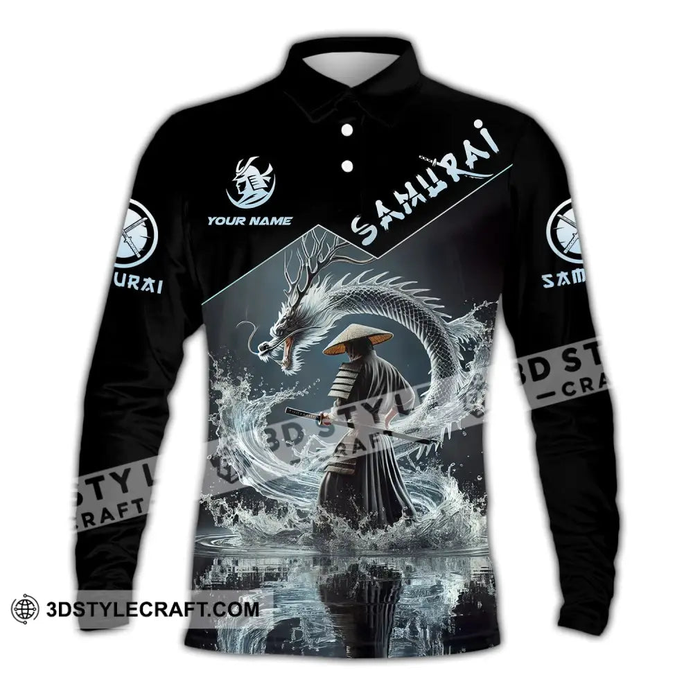 Unisex Shirt - Custom Text Samuarai Long Sleeve Polo / S T-Shirt