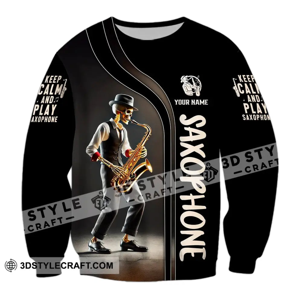 Unisex Shirt - Custom Text Saxophone Long Sleeve / S T-Shirt