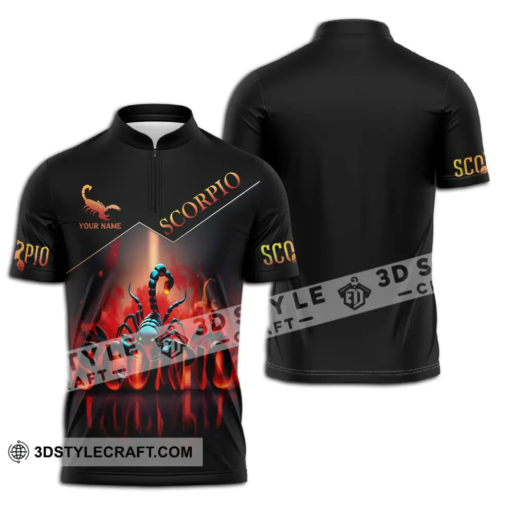 Unisex Shirt - Custom Text Scorpio Zipper Polo / S T-Shirt