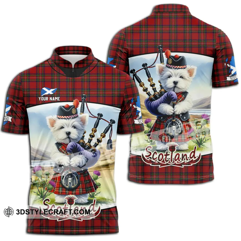 Unisex Shirt - Custom Text Shirt Scotland Dog Shirt Zipper Polo Shirt / S T-shirt