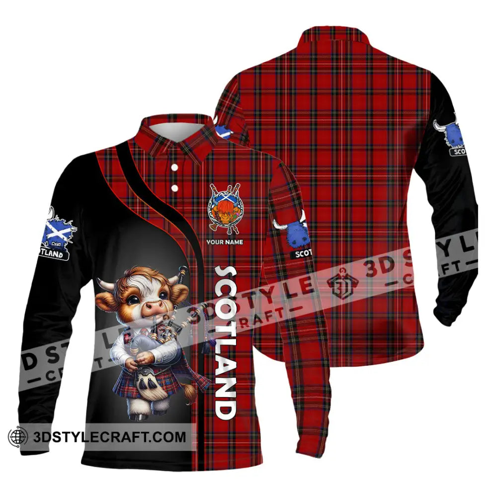Unisex Shirt - Custom Text Shirt Scotland Highland Cow Shirt Long Sleeve Polo / S T-shirt