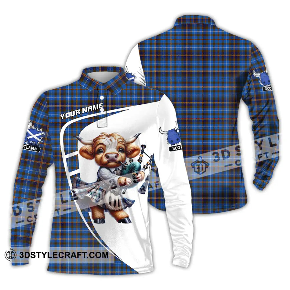 Unisex Shirt - Custom Text Shirt Scotland Highland Cow Shirt Long Sleeve Polo / S T-shirt