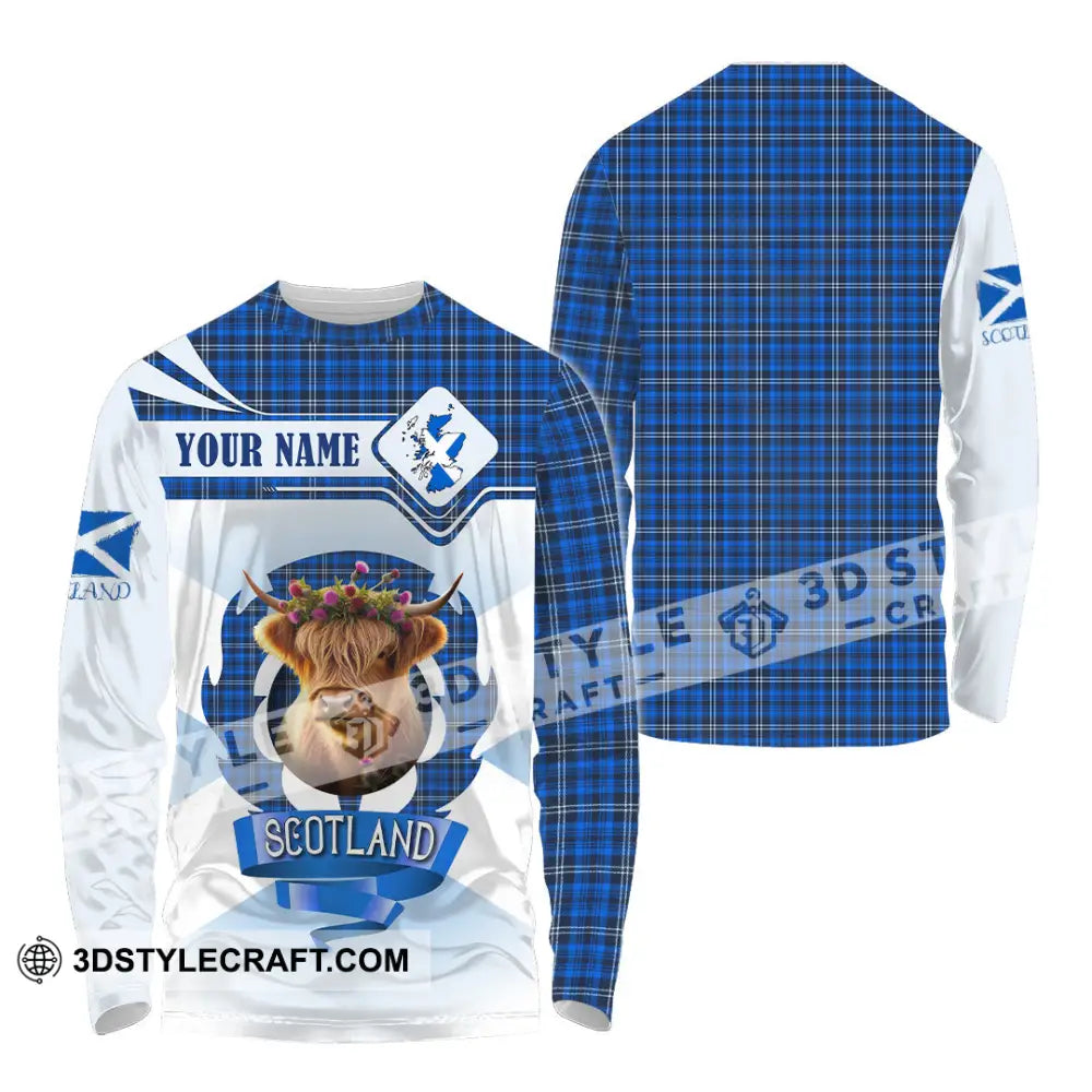 Unisex Shirt - Custom Text Shirt Scotland Highland Cow Shirt Long Sleeve Shirt / S T-shirt