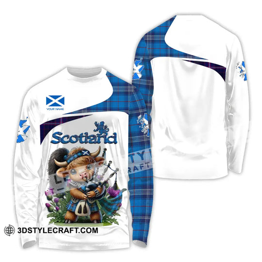 Unisex Shirt - Custom Text Shirt, Scotland, Highland Cow With Bagpipes Shirt style option 4