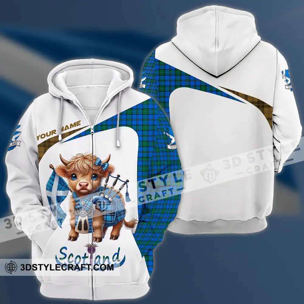 Unisex Shirt - Custom Text Shirt Scotland Highland Cow Shirt Zipper Hoodie / S T-shirt