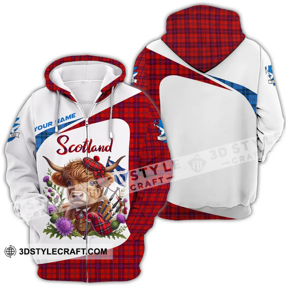 Unisex Shirt - Custom Text Shirt Scotland Highland Cow Shirt Zipper Hoodie / S T-shirt