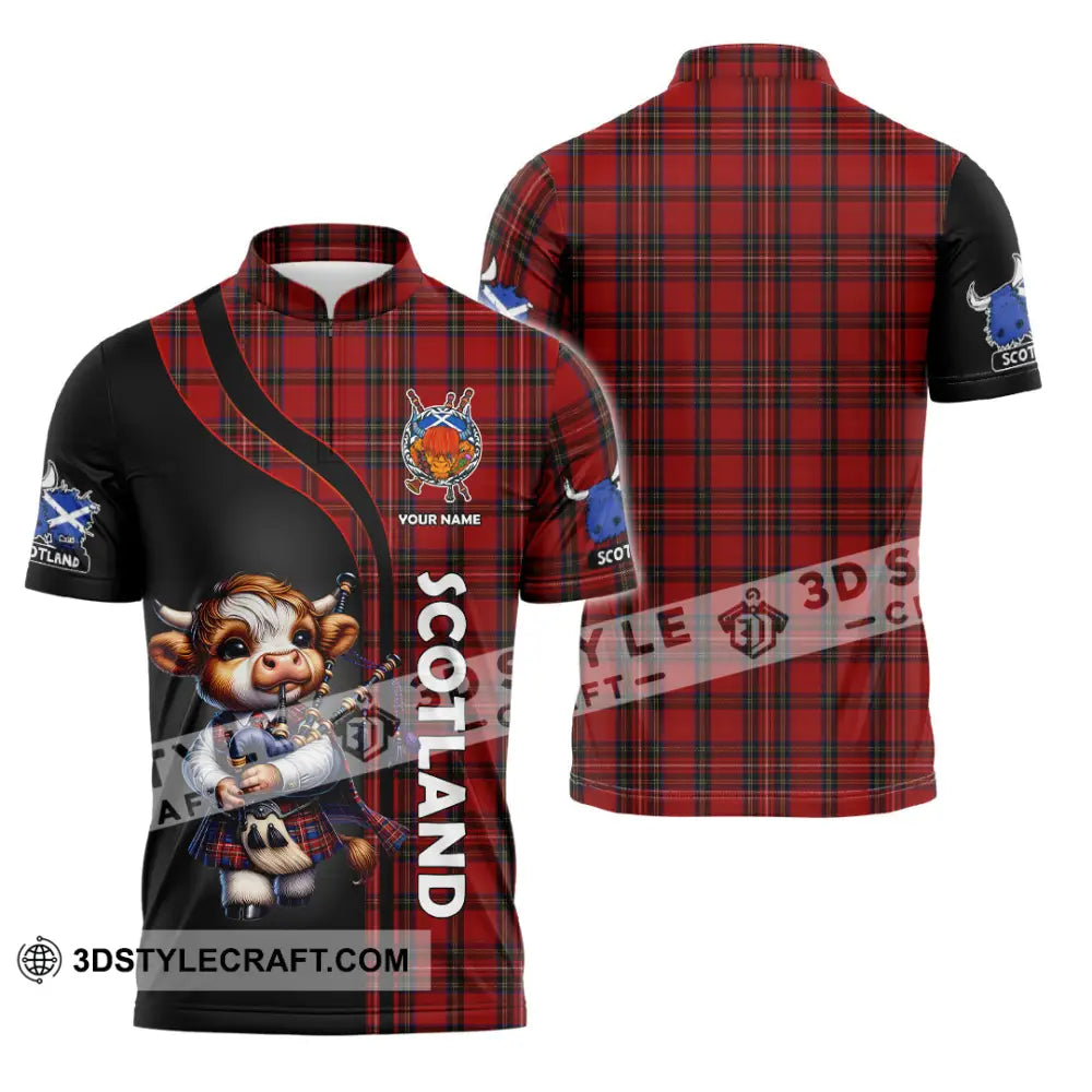 Unisex Shirt - Custom Text Shirt Scotland Highland Cow Shirt Zipper Polo Shirt / S T-shirt