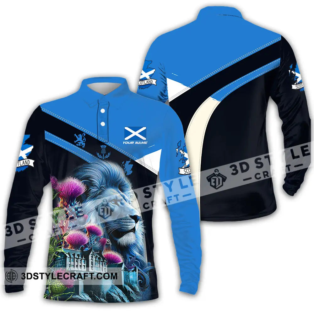 Unisex Shirt - Custom Text Shirt Scotland Shirt Long Sleeve Polo / S T-shirt