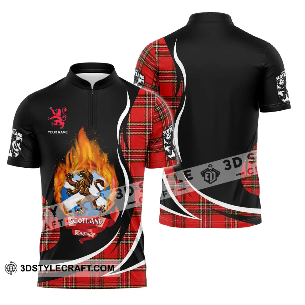 Unisex Shirt - Custom Text Shirt Scotland Shirt Zipper Polo Shirt / S T-shirt
