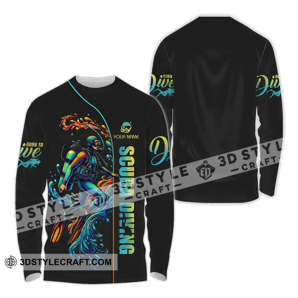 Unisex Shirt - Custom Text Scuba Diving Long Sleeve / S T-Shirt