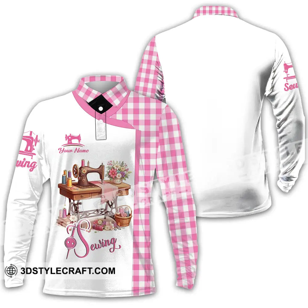 Unisex Shirt - Custom Text Shirt Sewing Shirt Long Sleeve Polo / S T-shirt