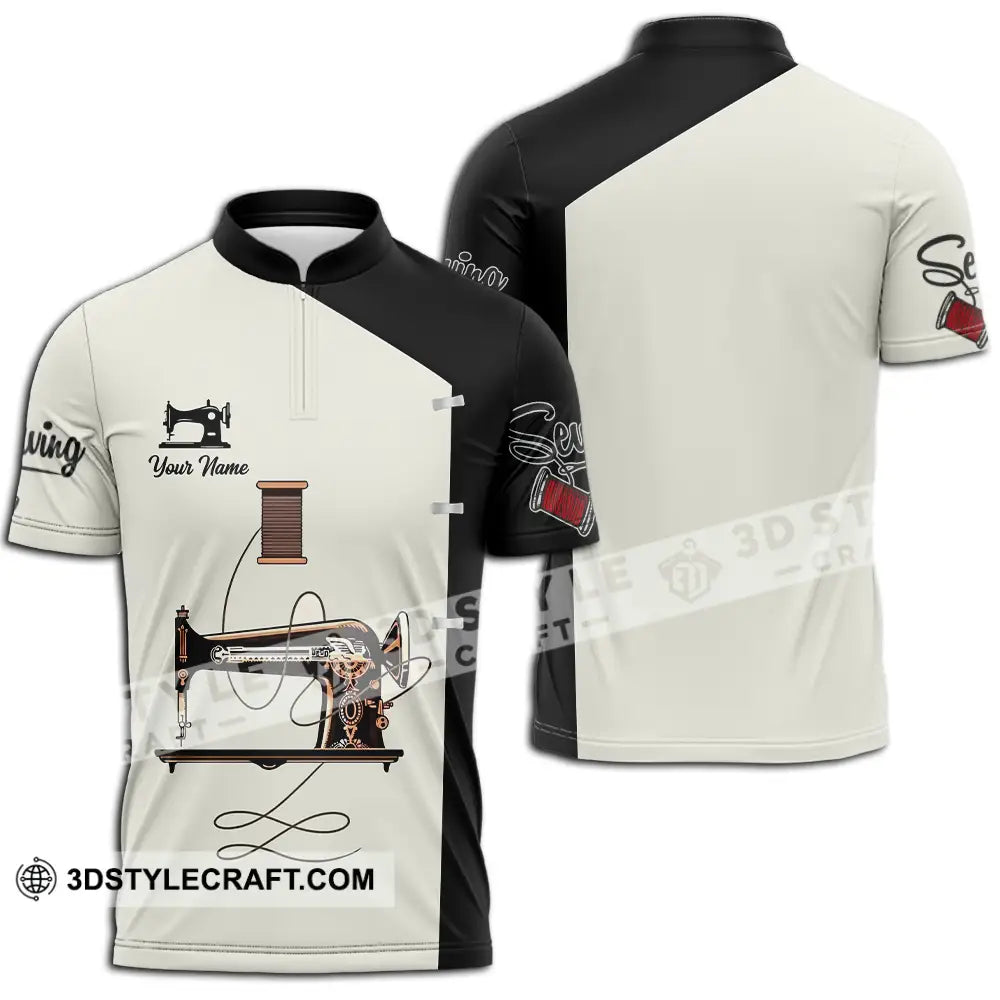 Unisex Shirt - Custom Text Shirt Sewing Shirt Zipper Polo Shirt / S T-shirt